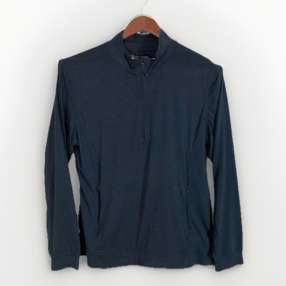 7 Diamonds Core Shirt Mens L Blue 1/4 Zip Pullover Stretch Athleisure Top